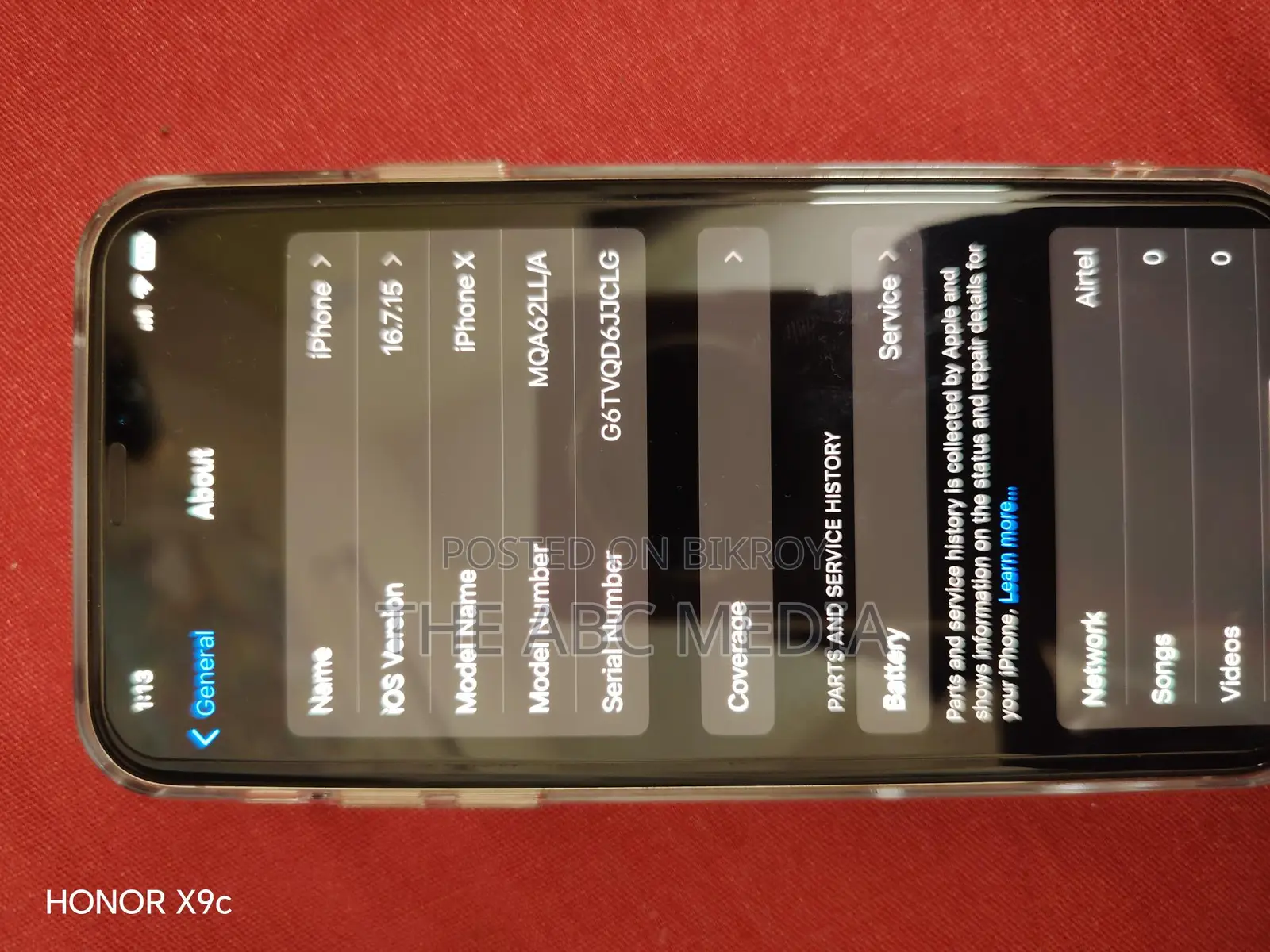 Apple iPhone X 64 GB storage (Used)