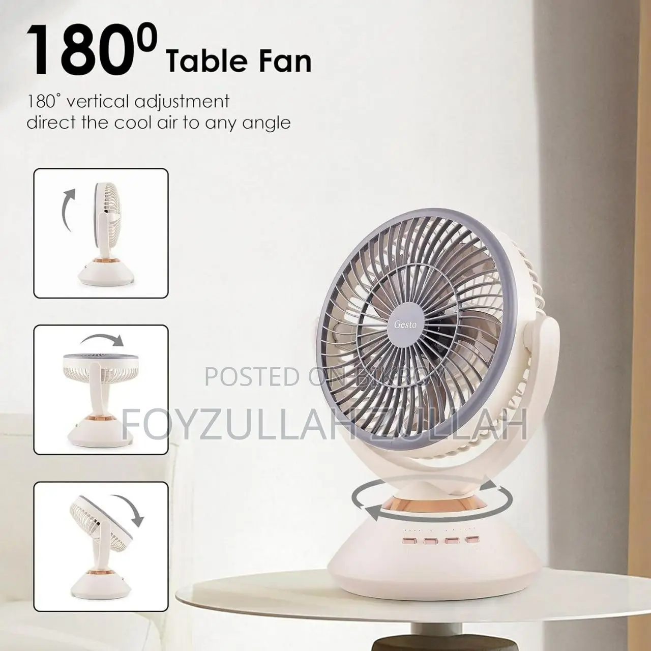 Jy Super JY-2570 9.4 Inch High Speed Rechargeable Table Fan