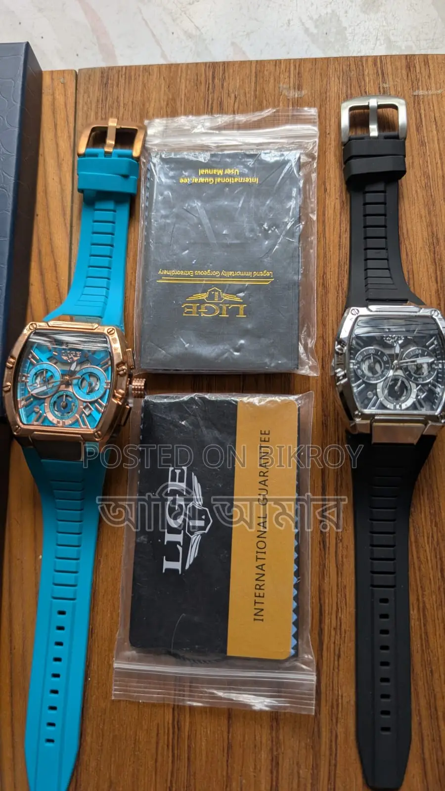 Lige Men Watch Rectangle Wristwatch Chronograph Sport Boy