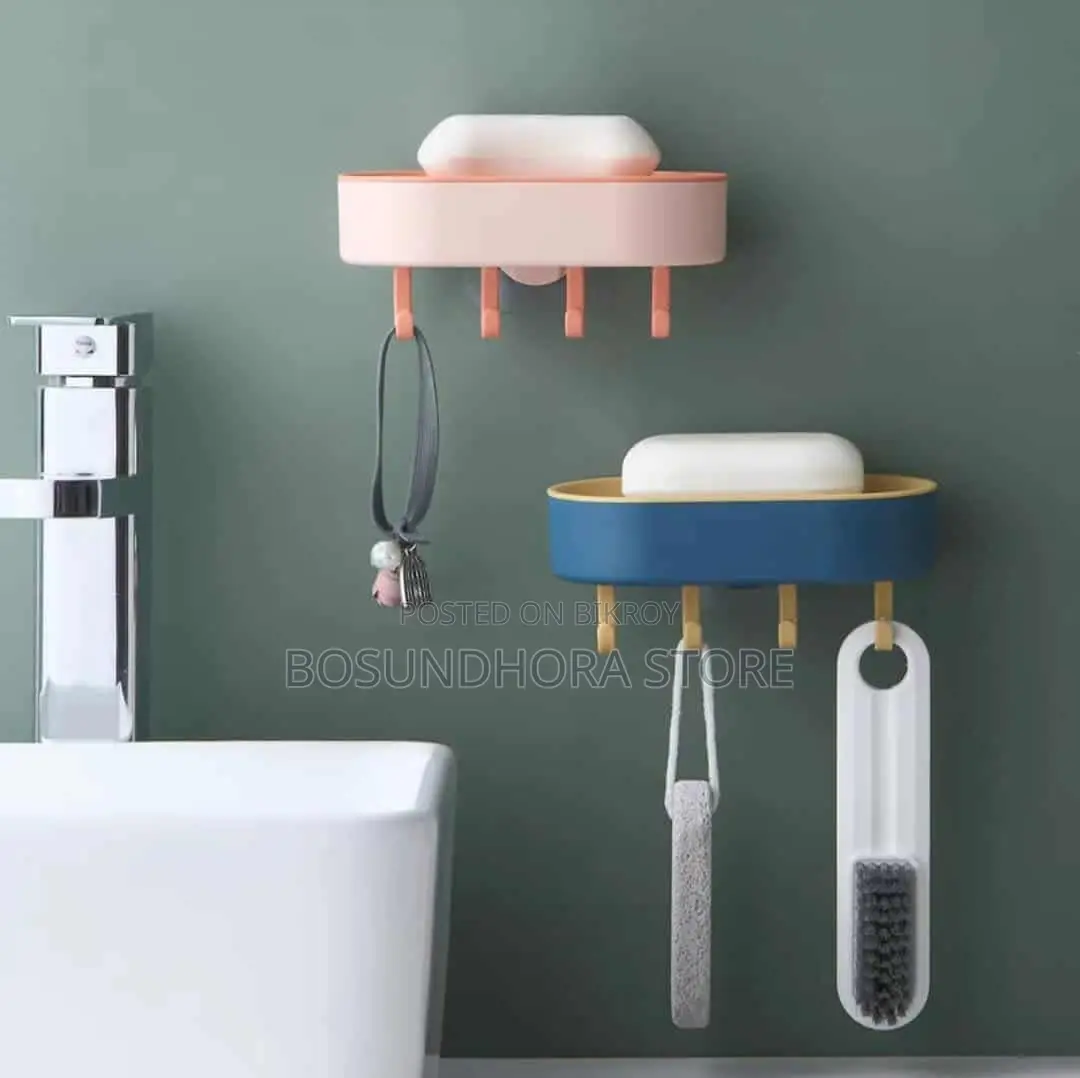 Stylish Wall-Mounted Soap Holder with Hooks