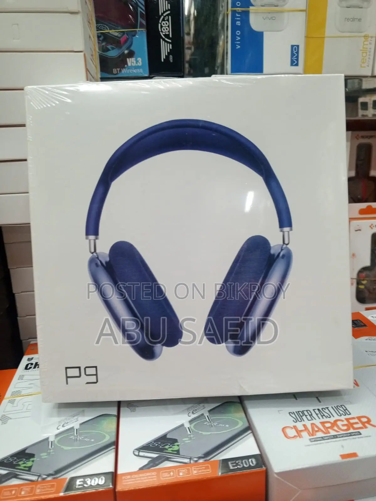 P9 Wireless Bluetooth Headphone V5.1 Anc 8h Playtime NFC Blue