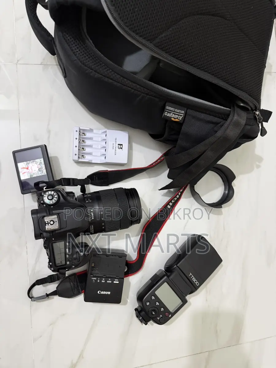 Canon EOS 80D DSLR Camera with 18-135mm USM Lens & External Flashlight