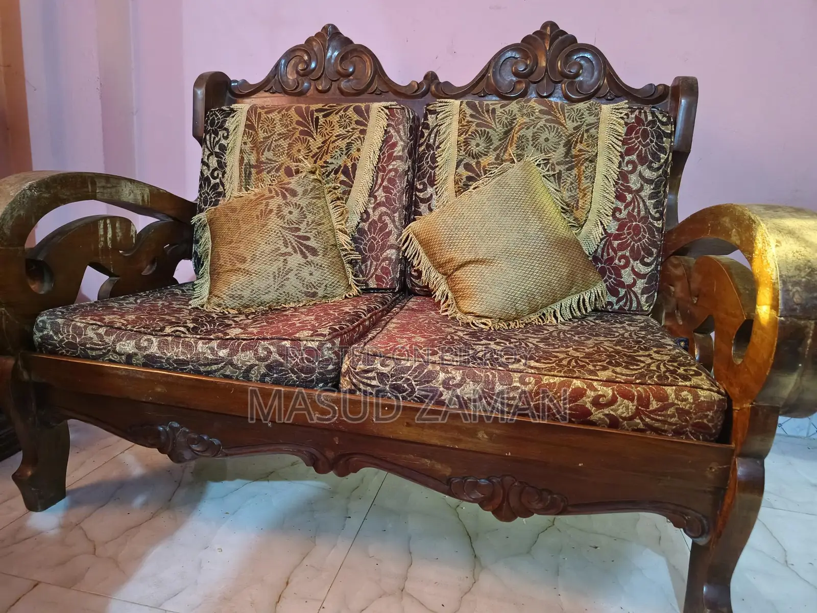 Original Mahogany Wood Sofa, 3 Years Used