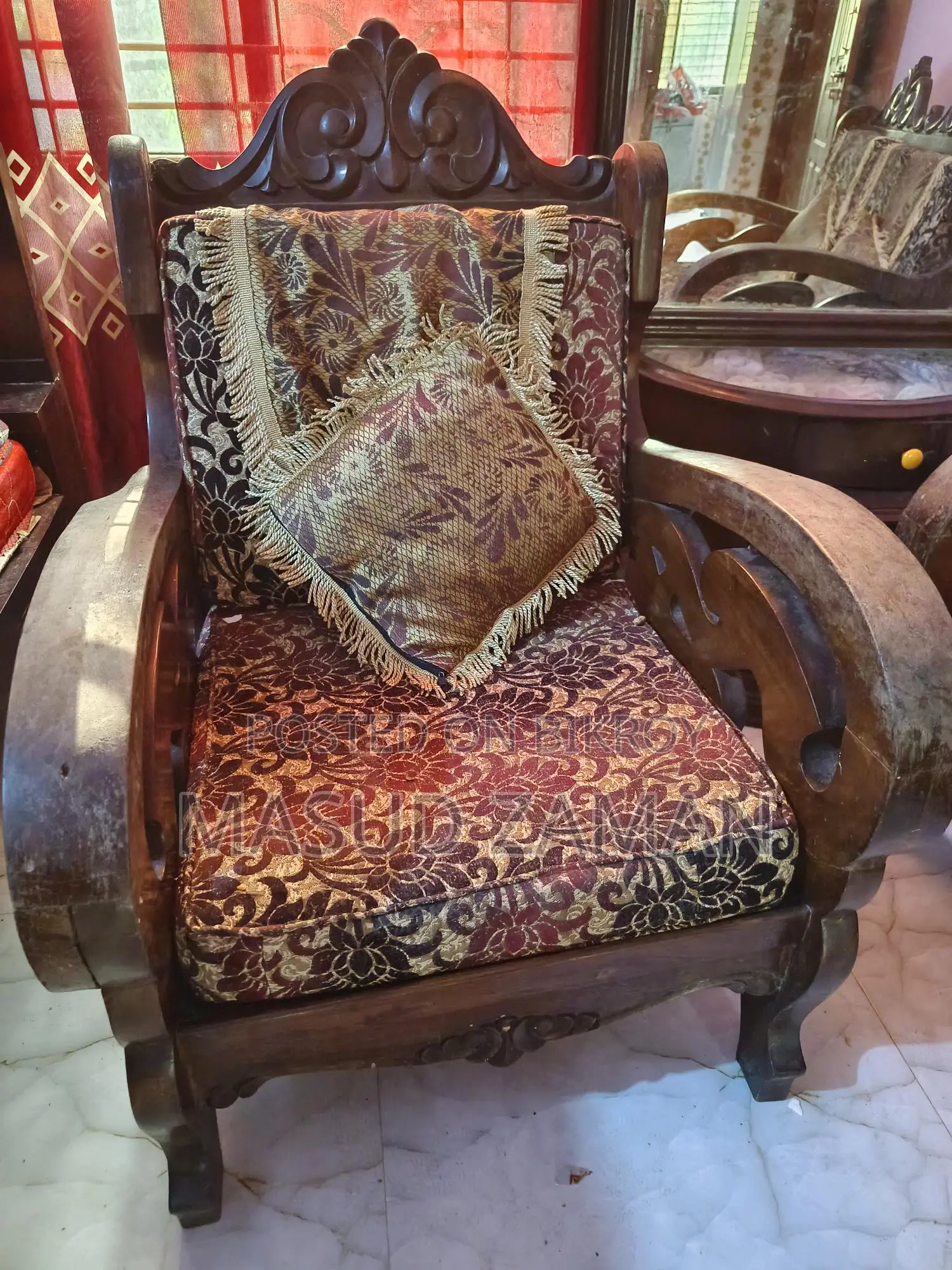 Original Mahogany Wood Sofa, 3 Years Used