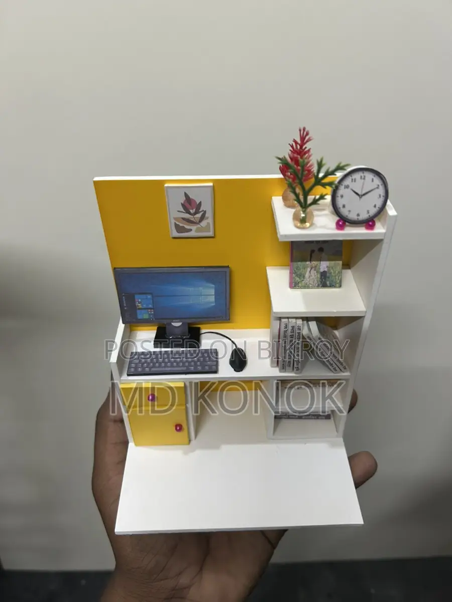 মিনিয়েচার বুকশেলফ + কম্পিউটার ডেস্ক