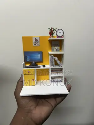 মিনিয়েচার বুকশেলফ + কম্পিউটার ডেস্ক