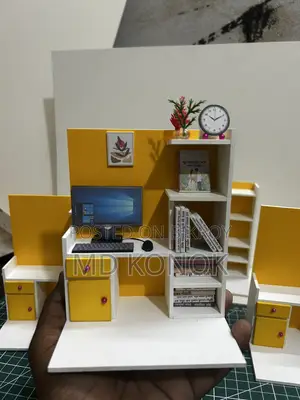 মিনিয়েচার বুকশেলফ + কম্পিউটার ডেস্ক