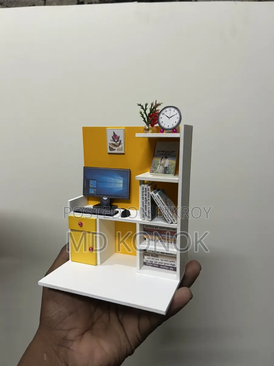 মিনিয়েচার বুকশেলফ + কম্পিউটার ডেস্ক
