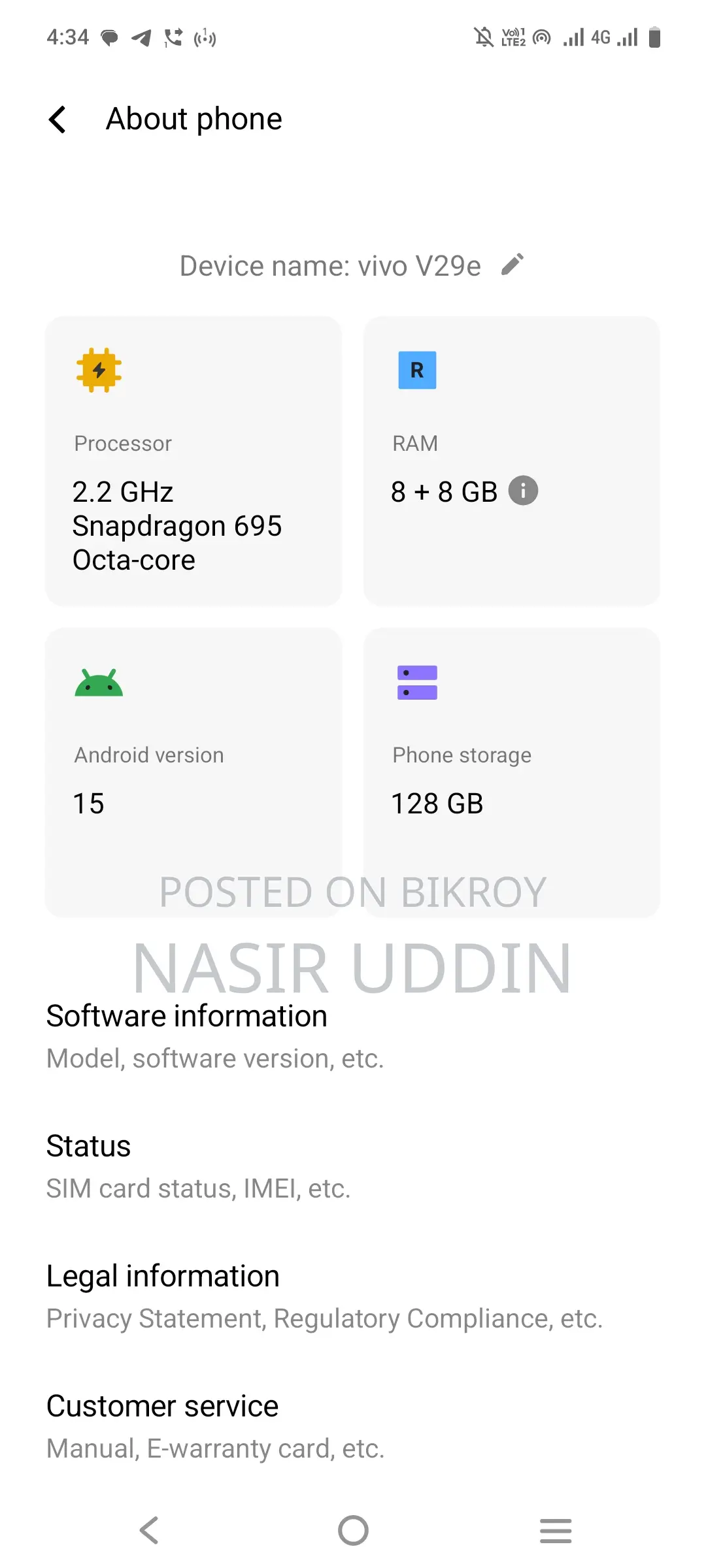 Vivo V29e . (Used)