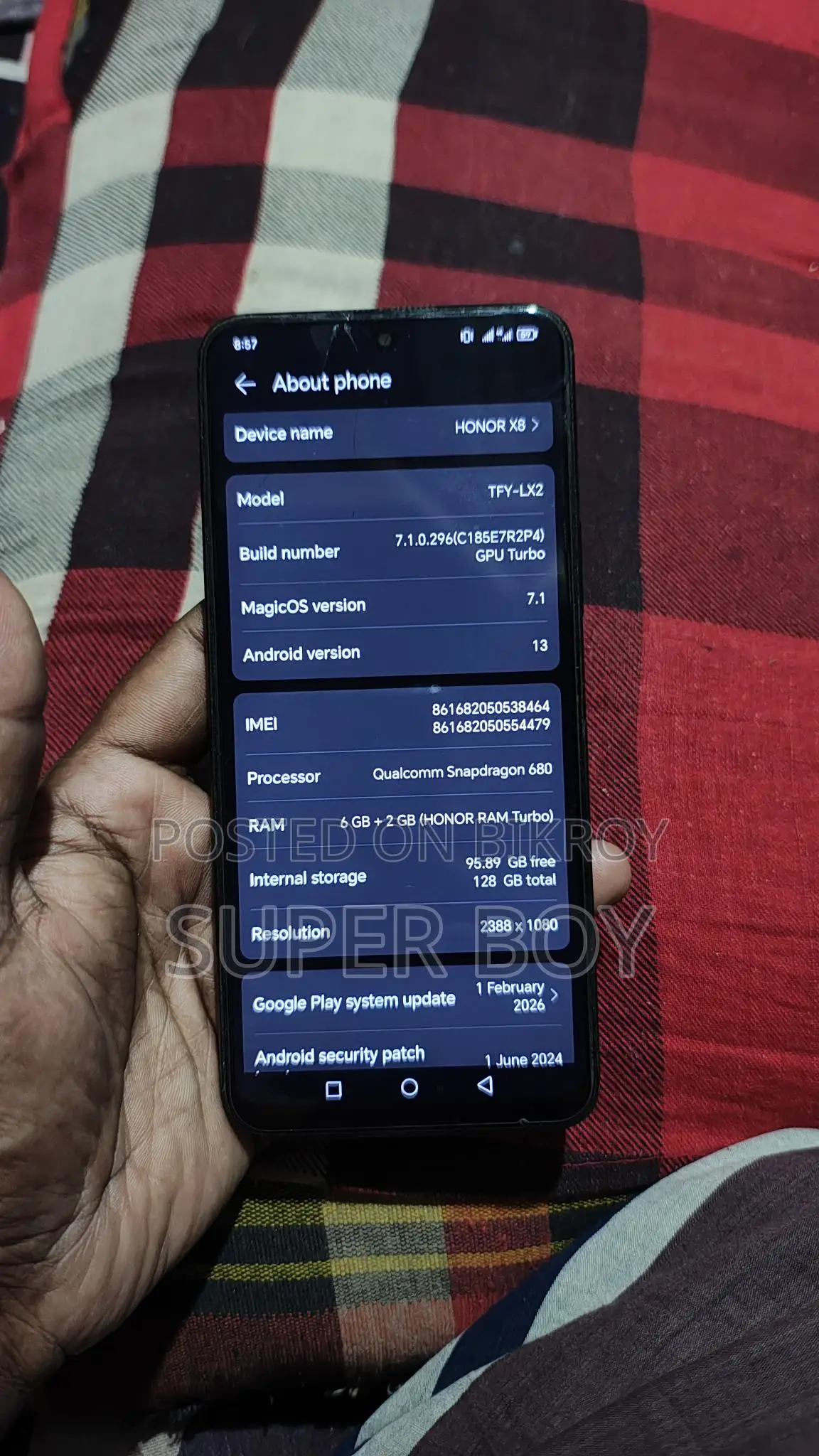 Honor x8,6+128 (Used)