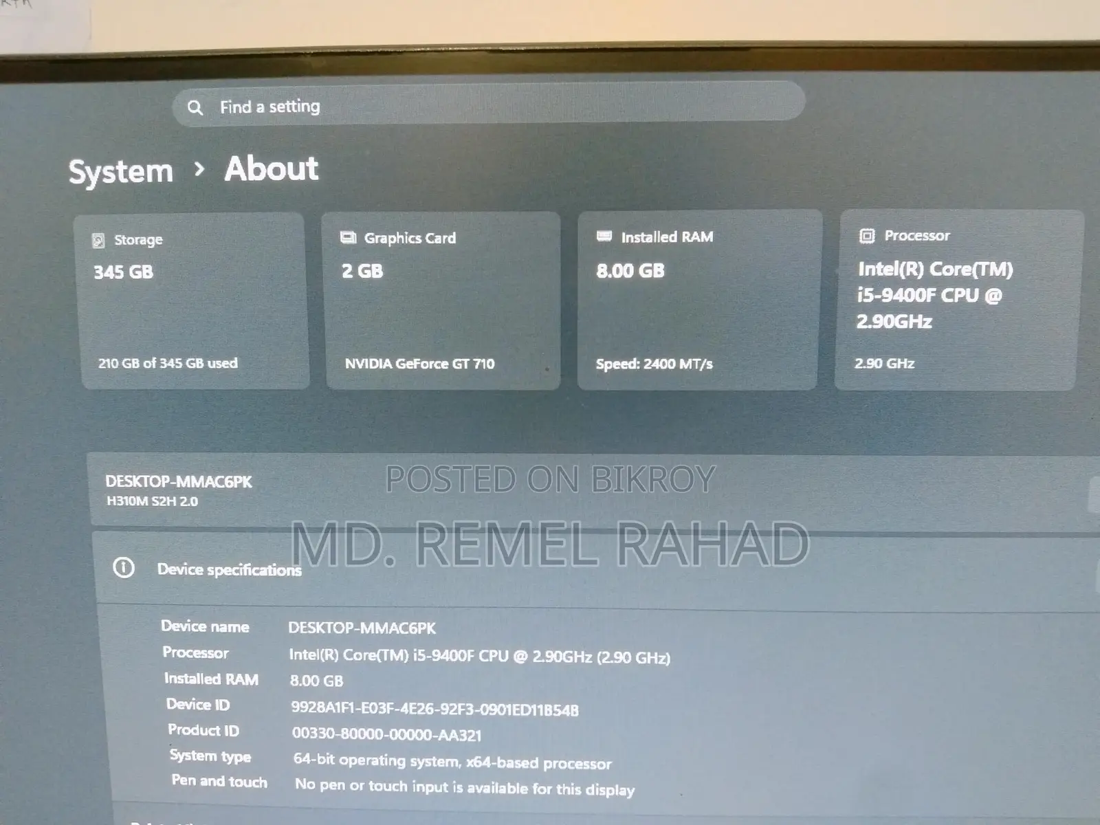 Intel i5 9th Gen PC