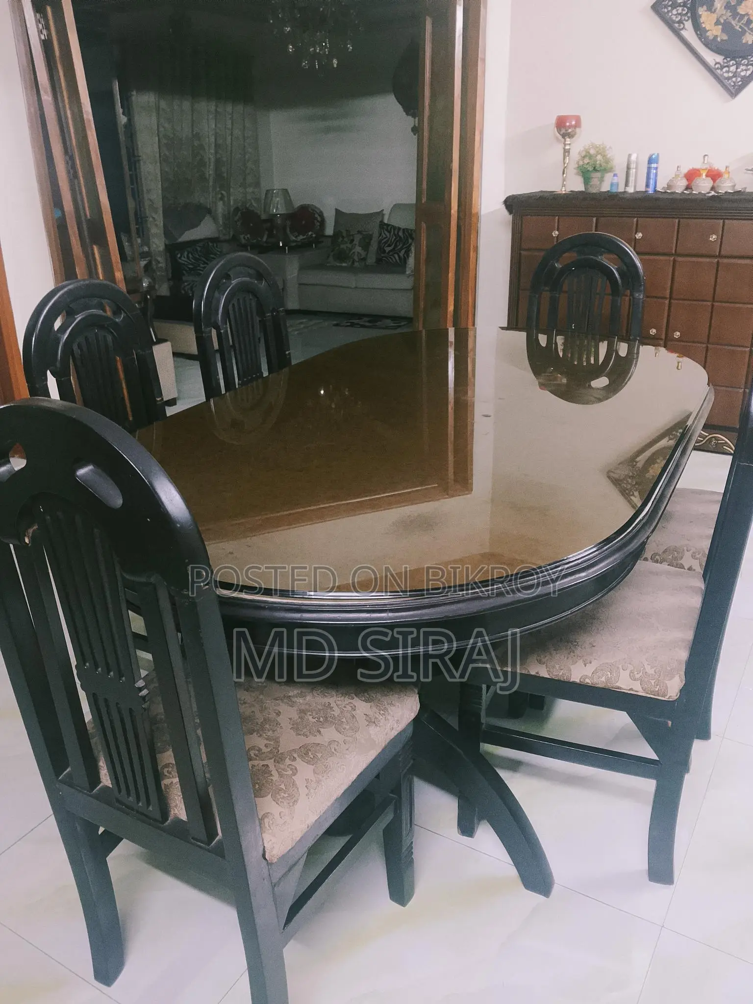 সেগুন কাঠের ডাইনিং টেবিল ৬ পিচ ক্লাস টেন মিলি