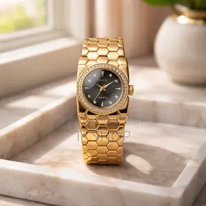 Black Dial Golden Ladies Watch