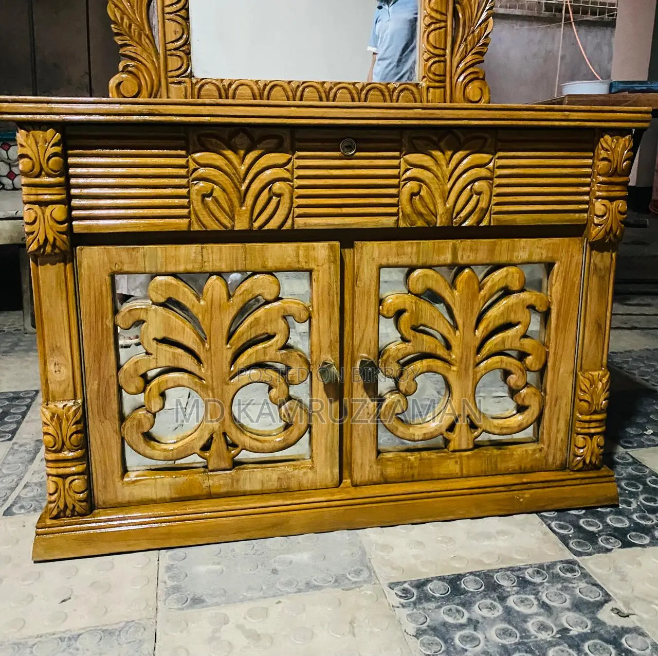 Lightly Used Chittagong Teak Wood Dressing Table