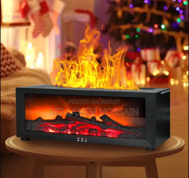 Led Light Flame Fireplace Aroma Diffuser Humidifier