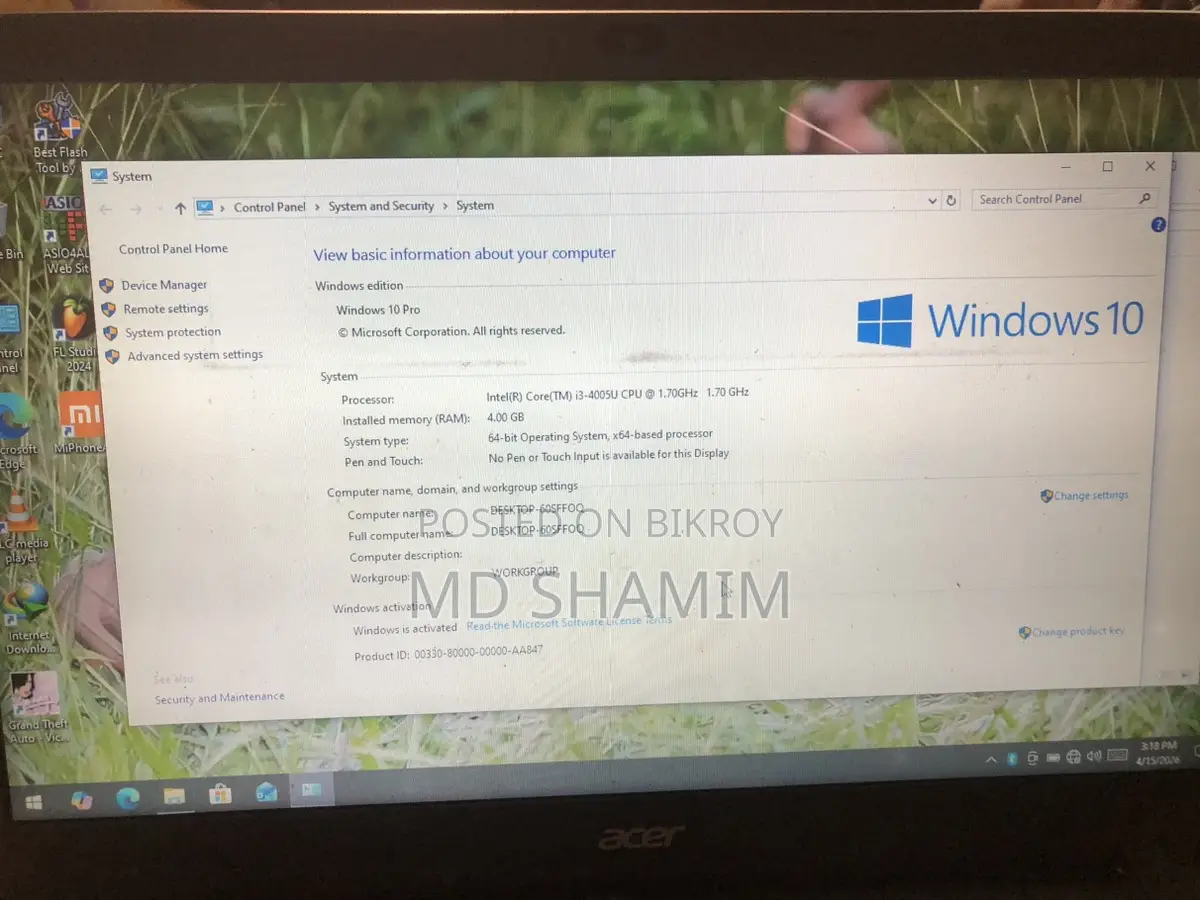 acer core i3 4gen 120 gb ssd