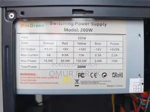 Max Green Office Casing for Pc with 200w Power Supply.
