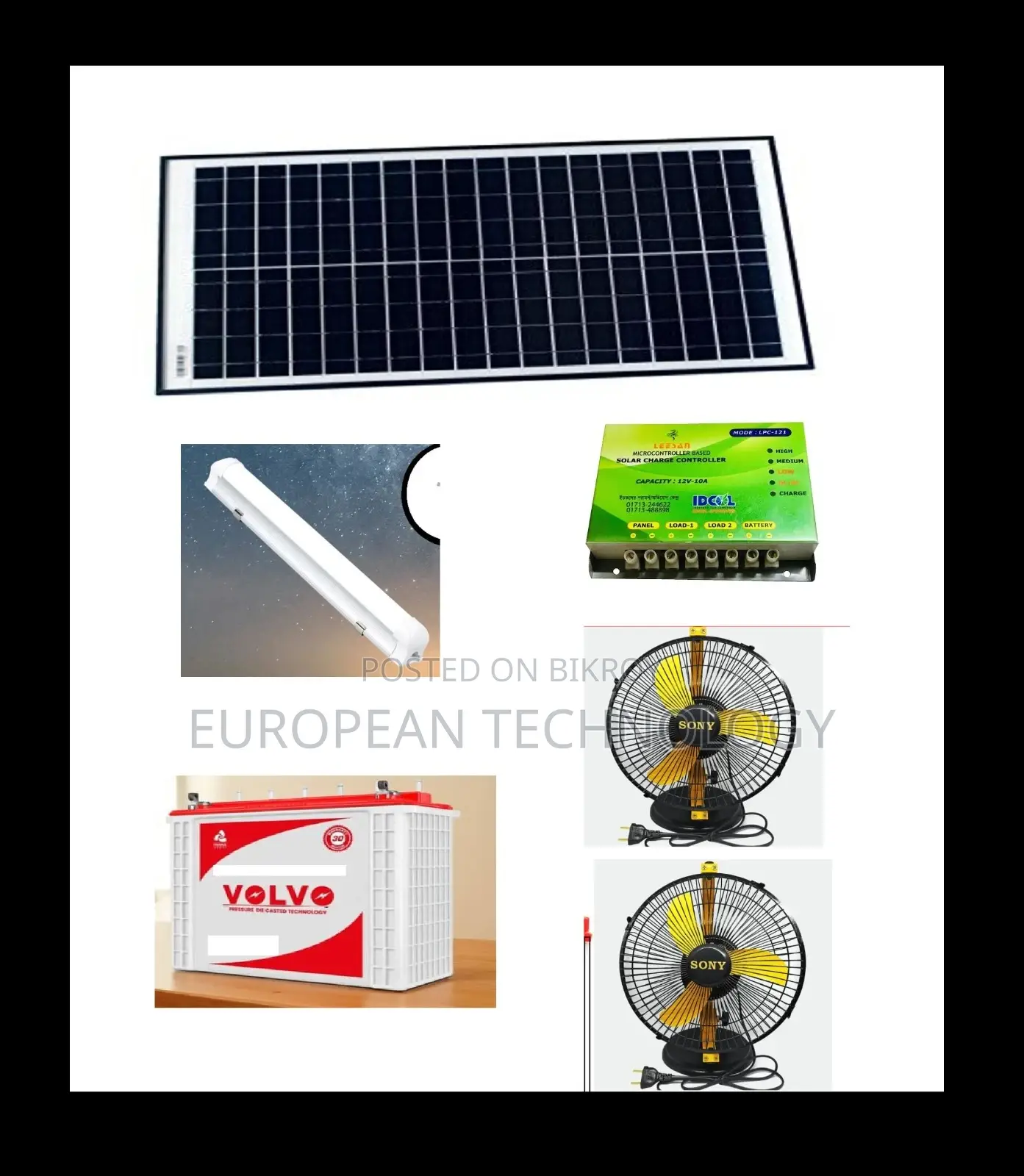 Solar Package: Power 4 Bulbs and 2 Fans for 10 Continuous Hours