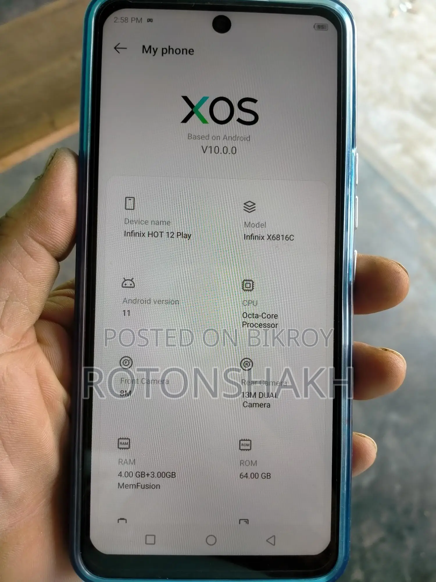 Infinix Hot 12 Play ৪+৩/৬৪ (ব্যবহৃত)