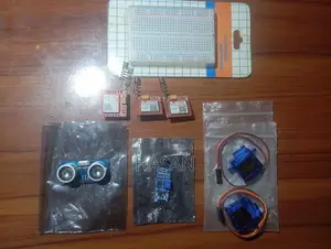 আরডুইনো পার্টস: SG90, GSM মডিউল, আল্ট্রাসনিক সেন্সর, ফ্লেম সেন্সর, ব্রেডবোর্ড
