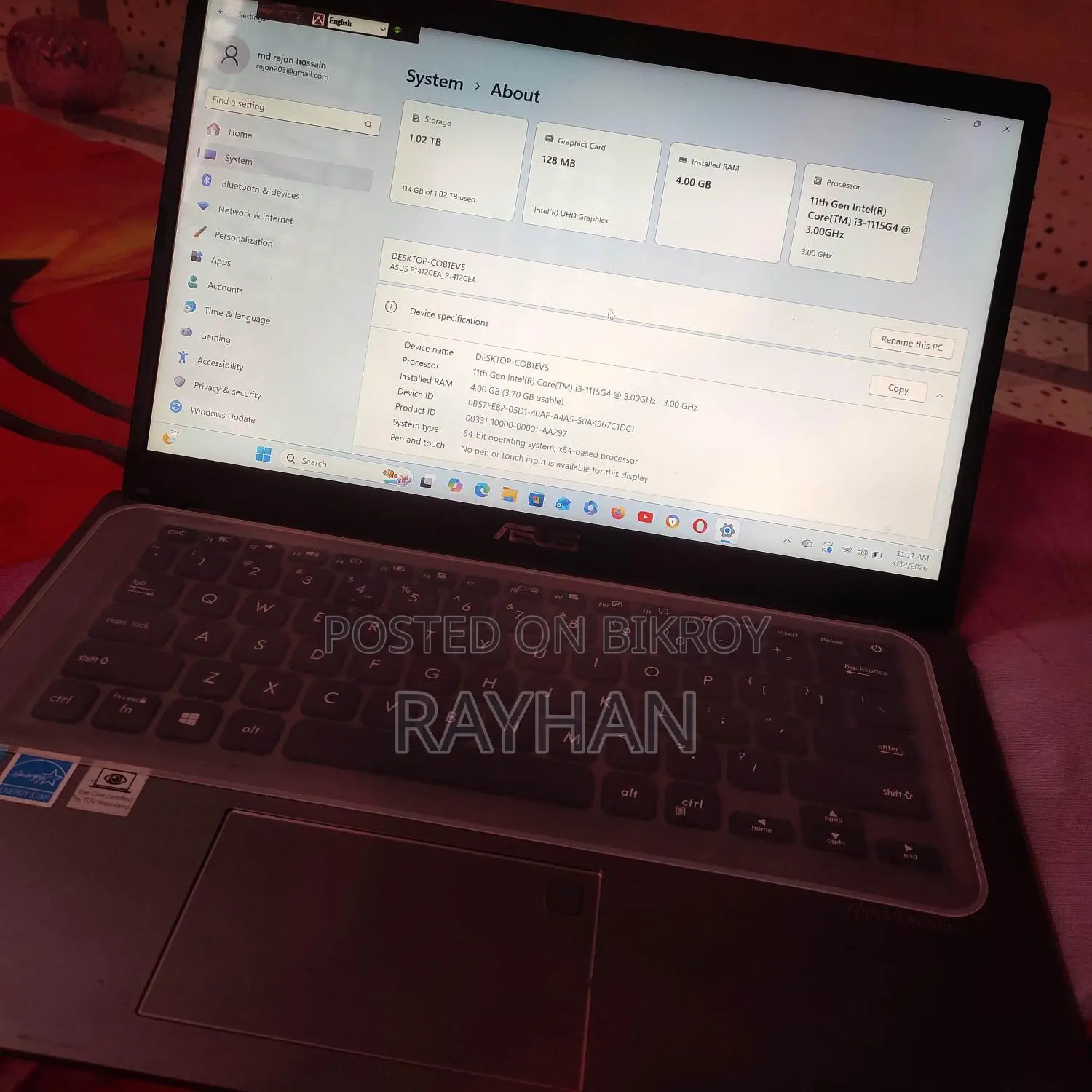 ASUS i3 11gen Laptop