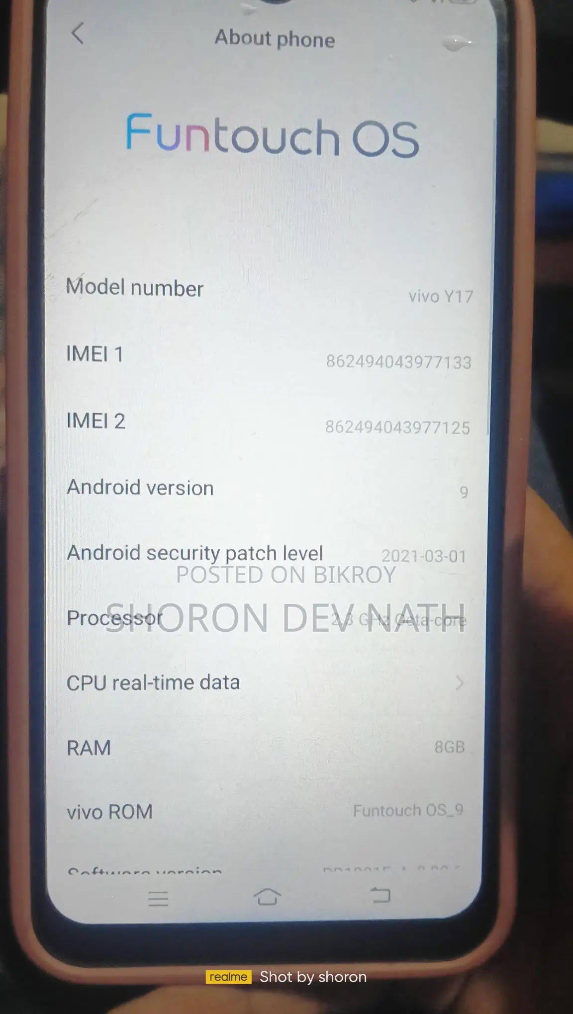 Vivo Y17 . (Used)