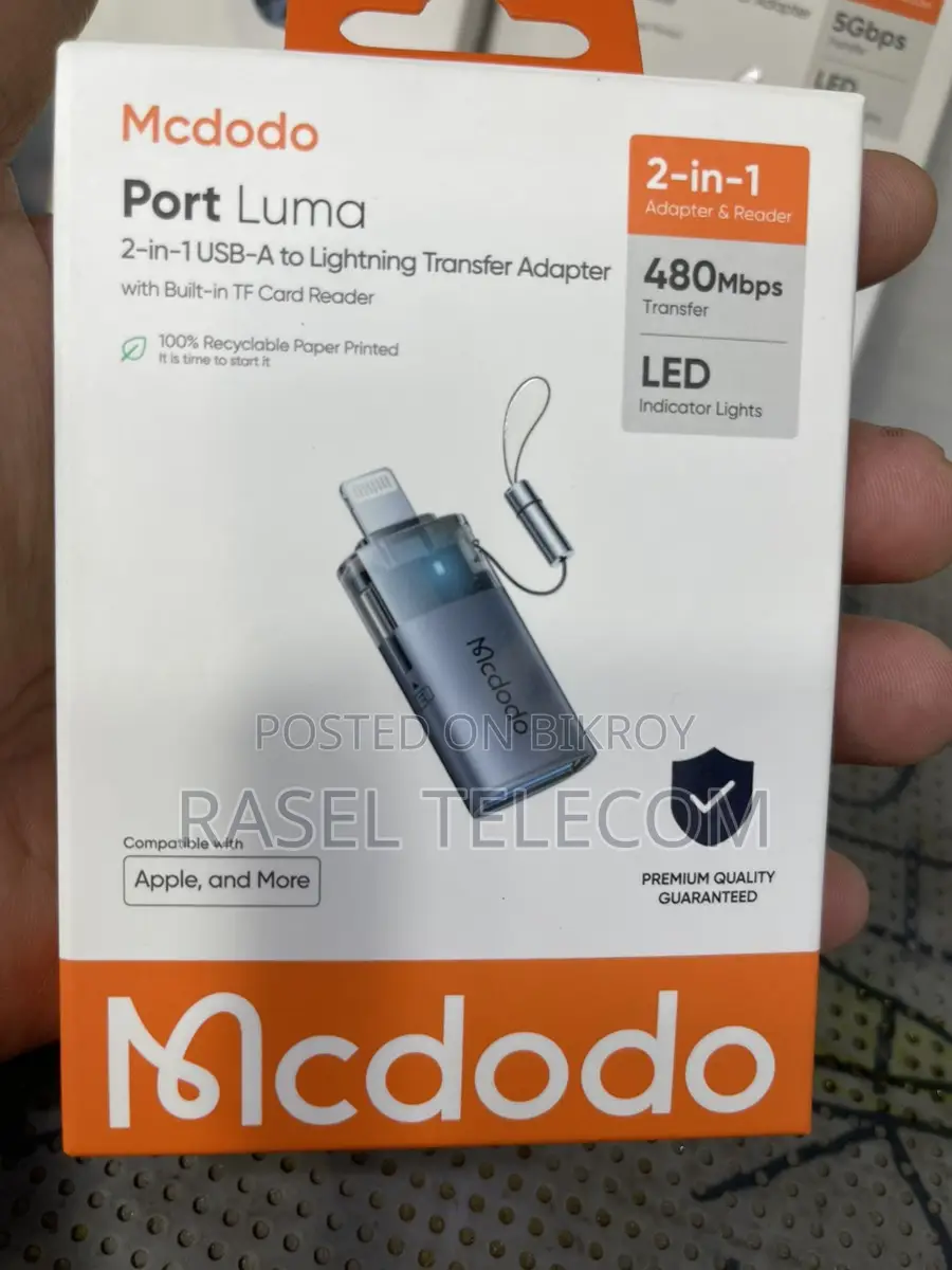 Mcdodo Port Luma – iPhone OTG Adapter with Memory Card Reader