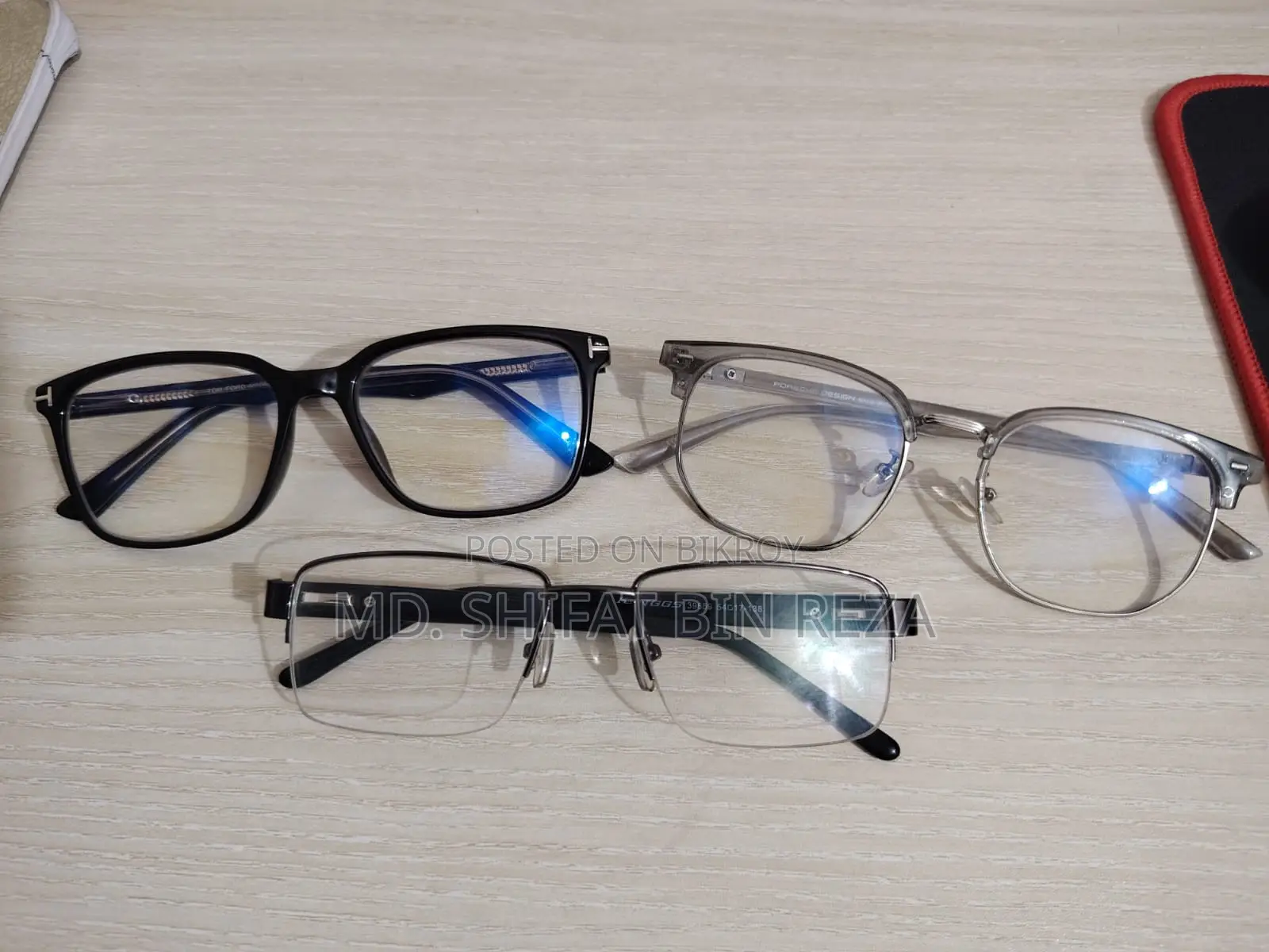 Three Premium Eye Glass Frames with 0.5 Powered Bluecut Lenses
