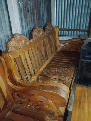 Akash Moni wood sofa set for sale with two small tables, no foam included