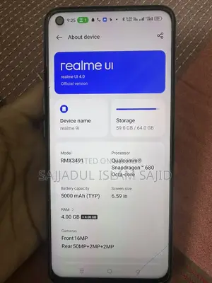 Realme 9i 4/64 (official) (Used)