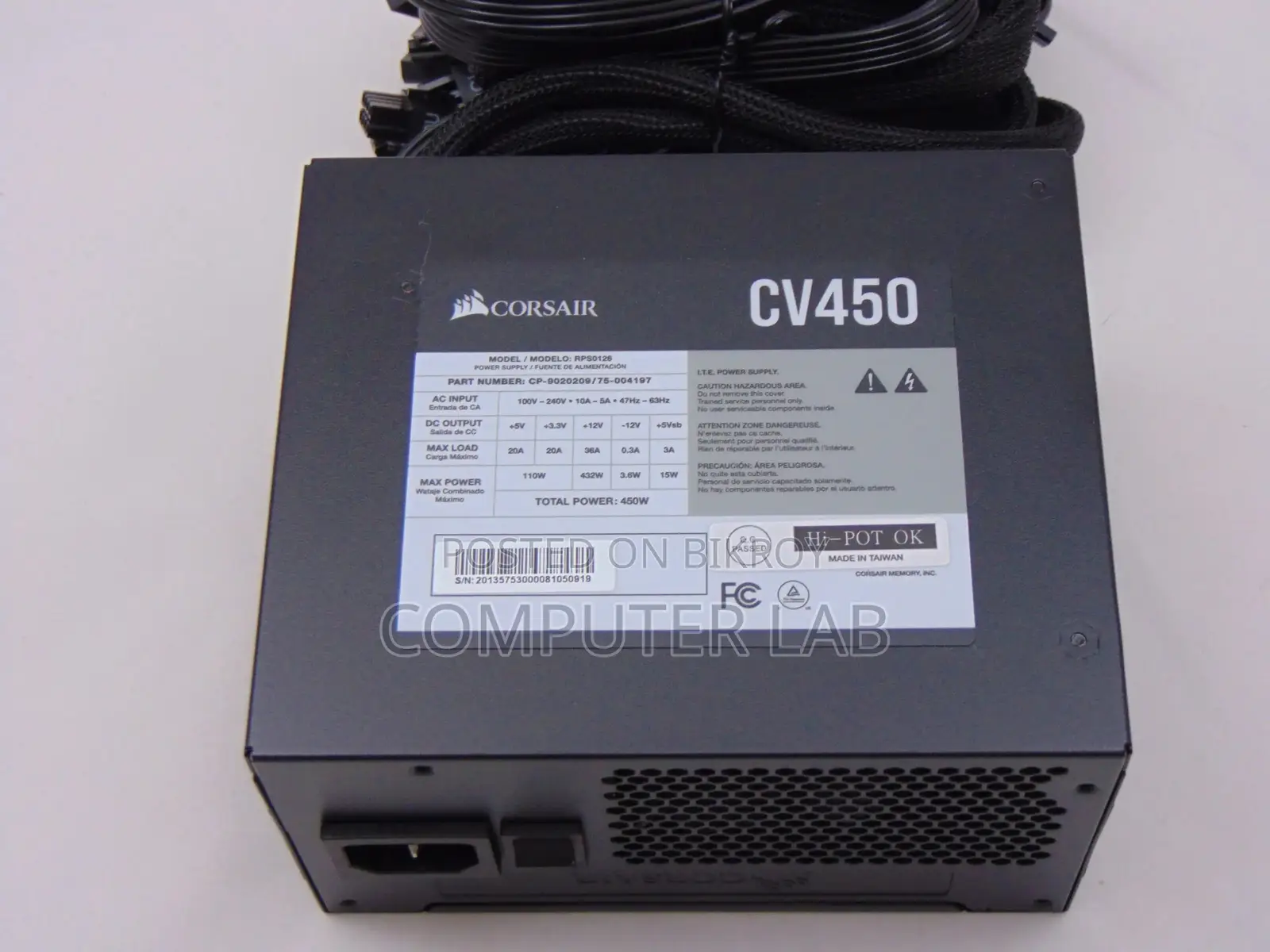 Corsair CV450 450Watt 80+ Bronze Certified Gaming Power Supply warranty