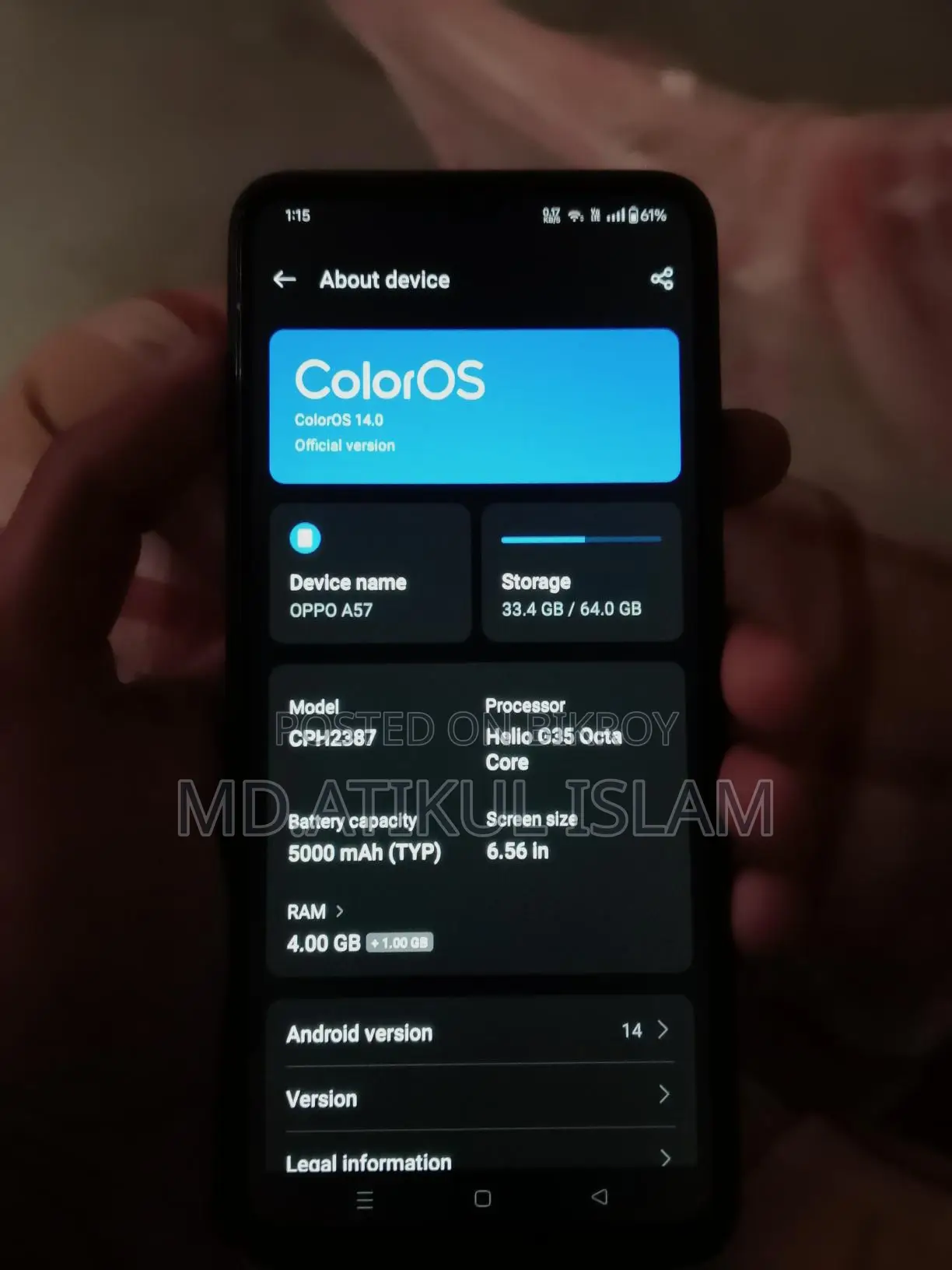 OPPO A57 4/64 (Used)