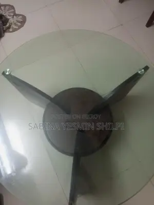 Round Wood and Glass Side Table
