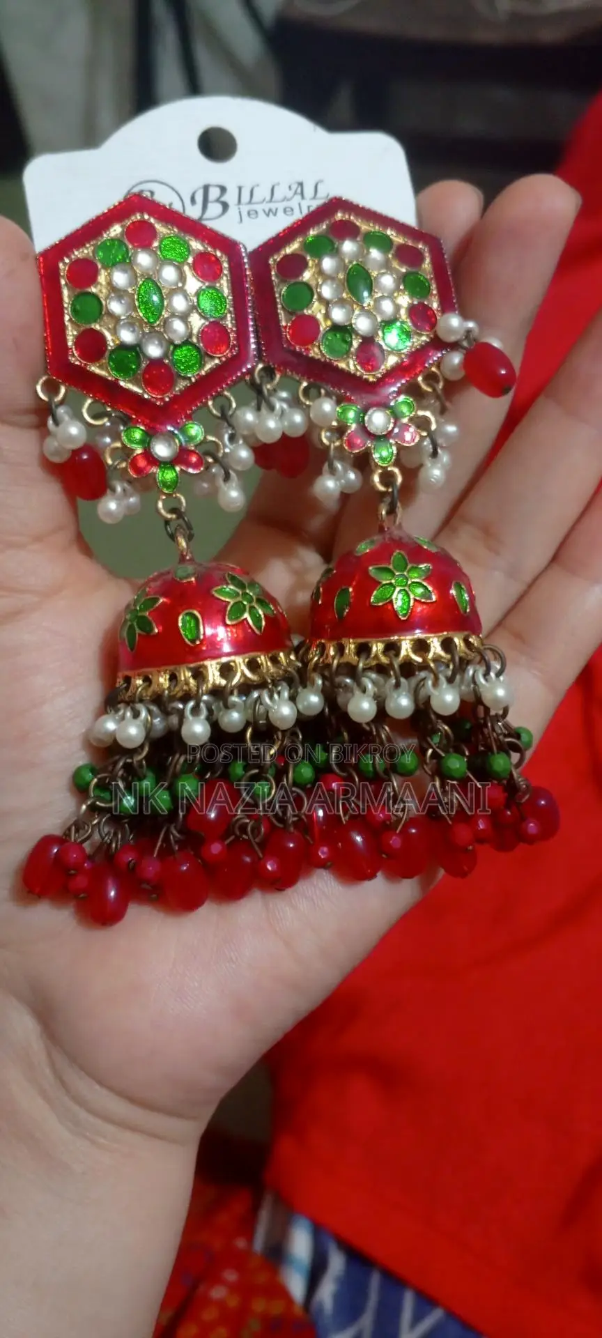 Bilal jewels brand Meenakari Kundan multicolor big jhumka