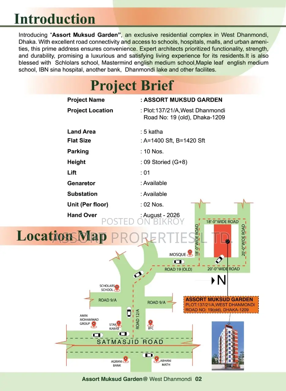 3 Bedroom Apartment in Assort Muksud Garden, Dhanmondi for Sale