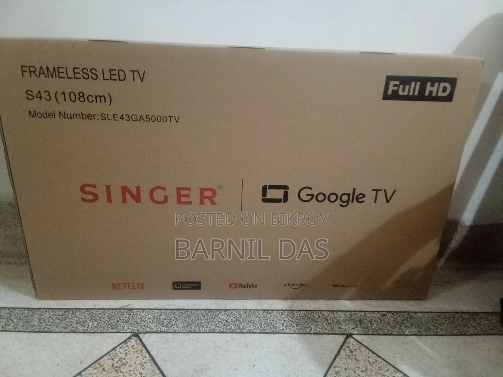 Brand New Singer 43" Frameless LED TV (SLE43GA5000) – Sealed Box