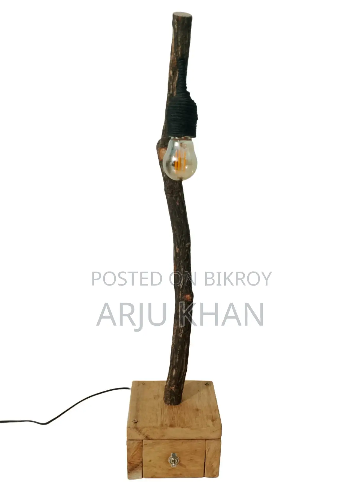 Vintage Handmade Wooden Lamp