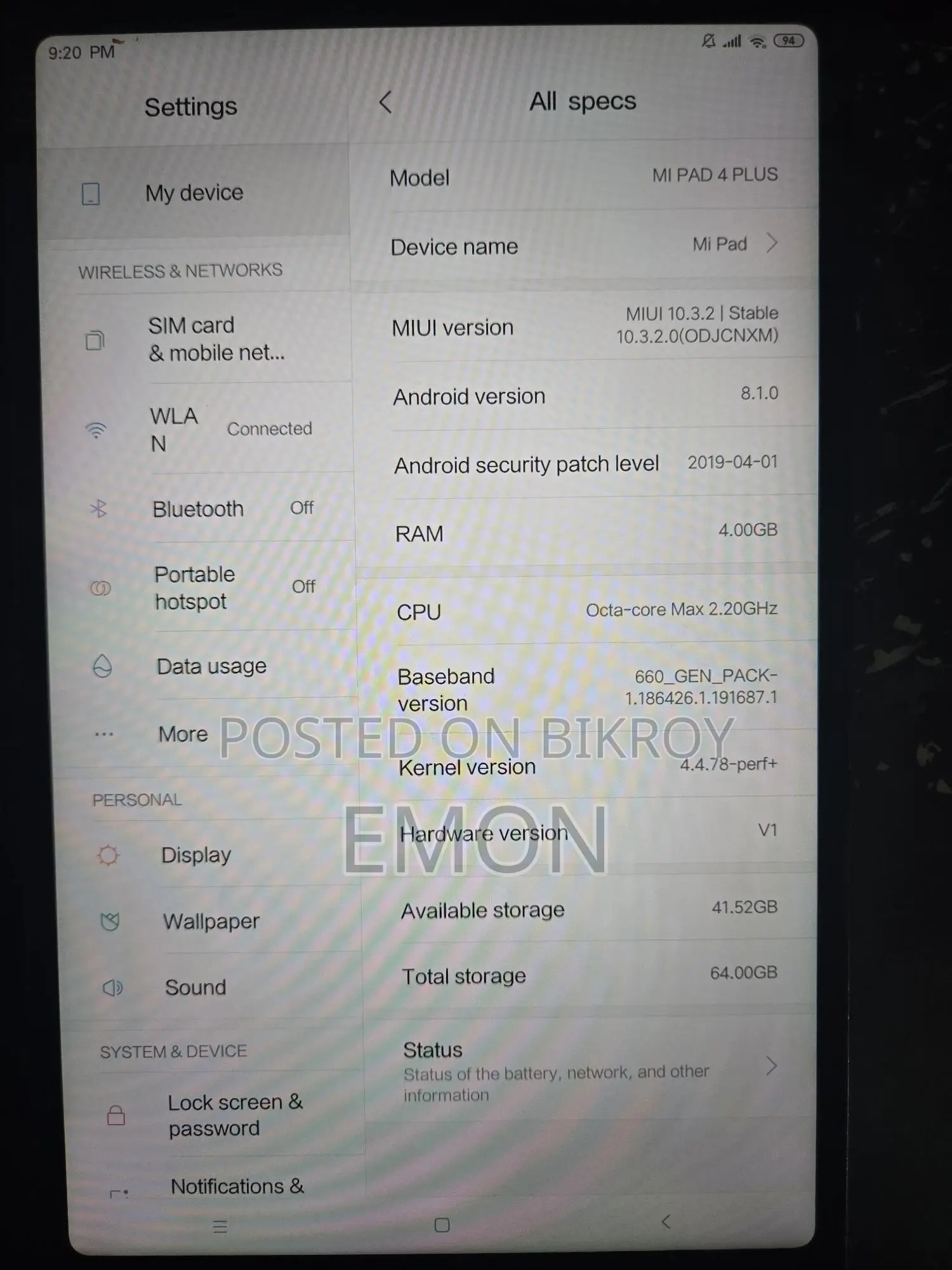 Xiaomi Mi Pad 4 Plus 4/64 GB