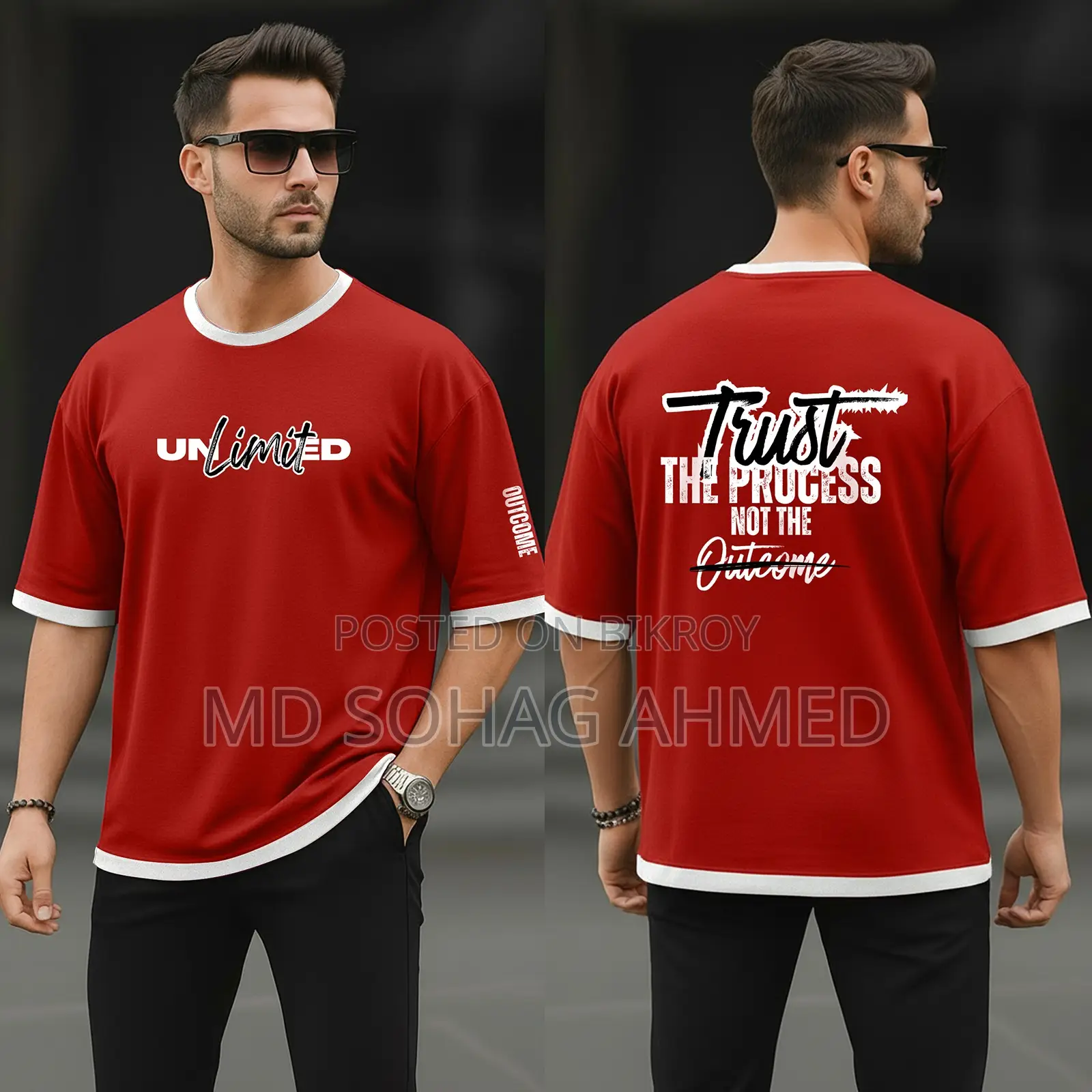 4-Piece Premium Drop Shoulder T-Shirt