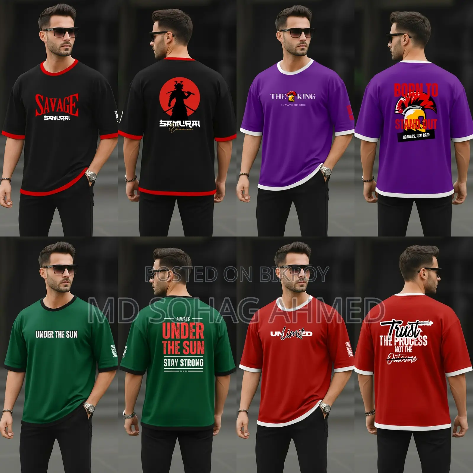 4-Piece Premium Drop Shoulder T-Shirt