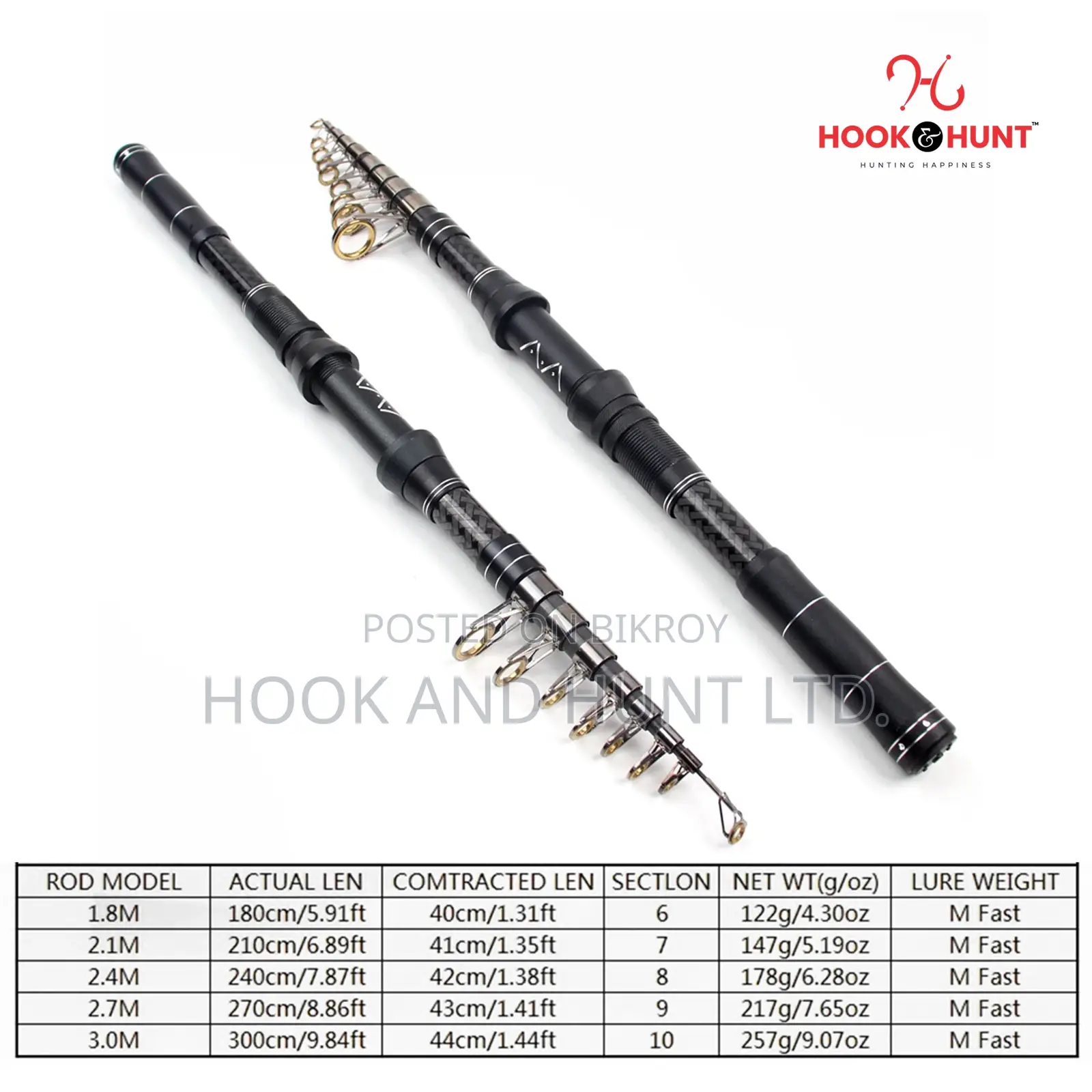 300 Cm Ultra Short Carbon Fishing Rod Travel YG016