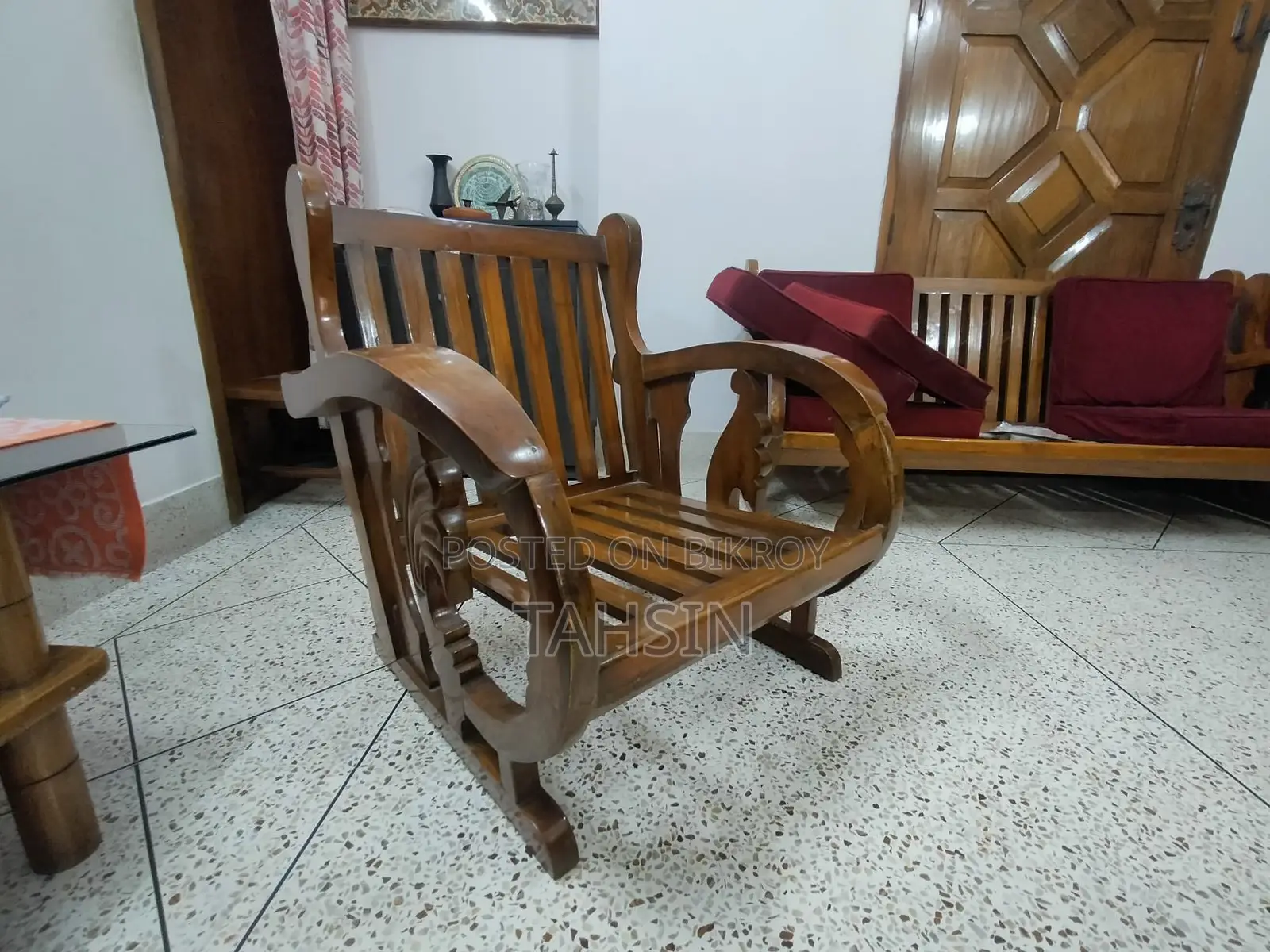 Teak Wood Sofa with Foam and Table