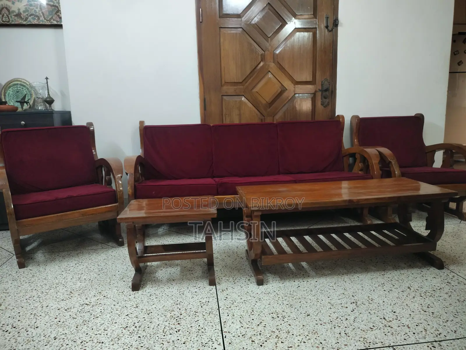 Teak Wood Sofa with Foam and Table