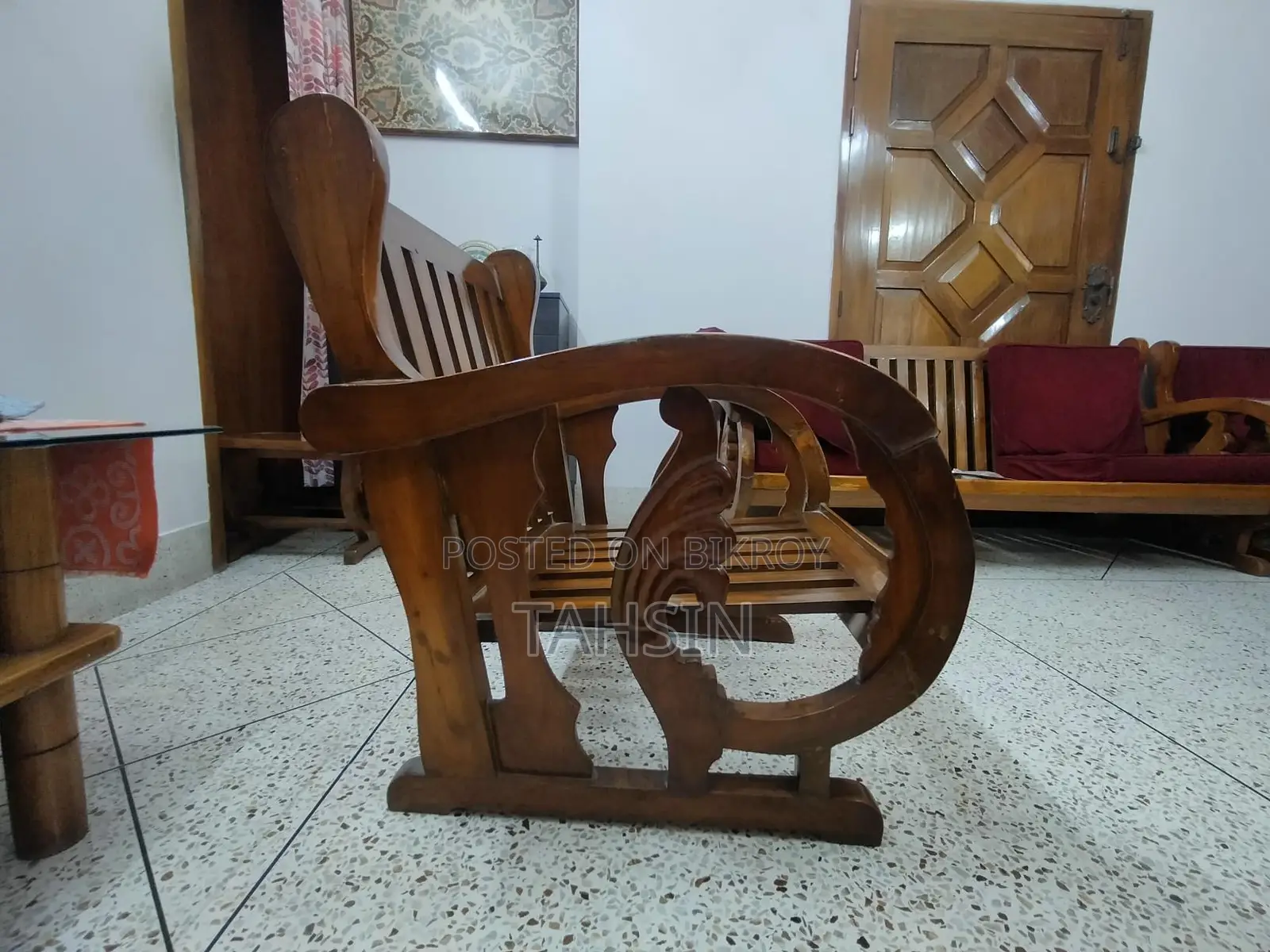 Teak Wood Sofa with Foam and Table