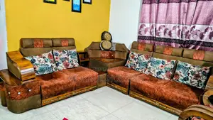 Wooden Sofa Set 5 Seater with Cushion – Good Condition