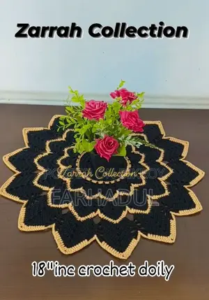 Hand-Woven Crochet Doily 18" Round Mat
