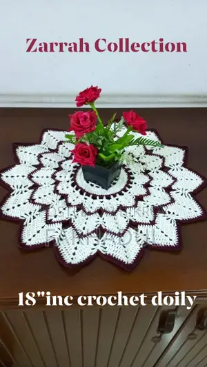 Hand-Woven Crochet Doily 18" Round Mat