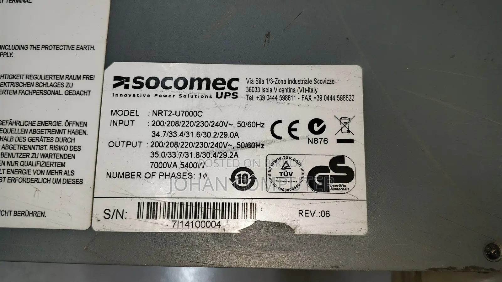 Ocomec 7000VA Online UPS (Pure Sine Wave)