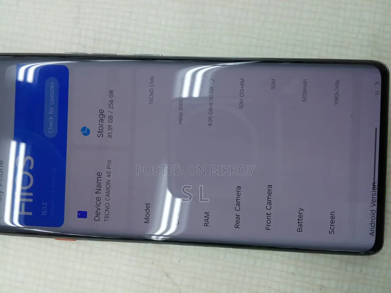 Tecno Camon 40 Pro অরজিনাল ফোন (Used)