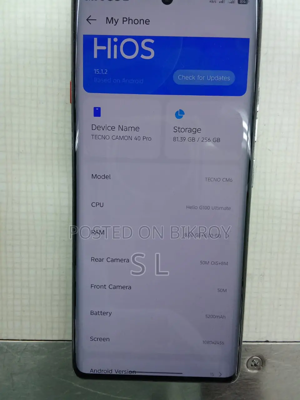 Tecno Camon 40 Pro অরজিনাল ফোন (Used)